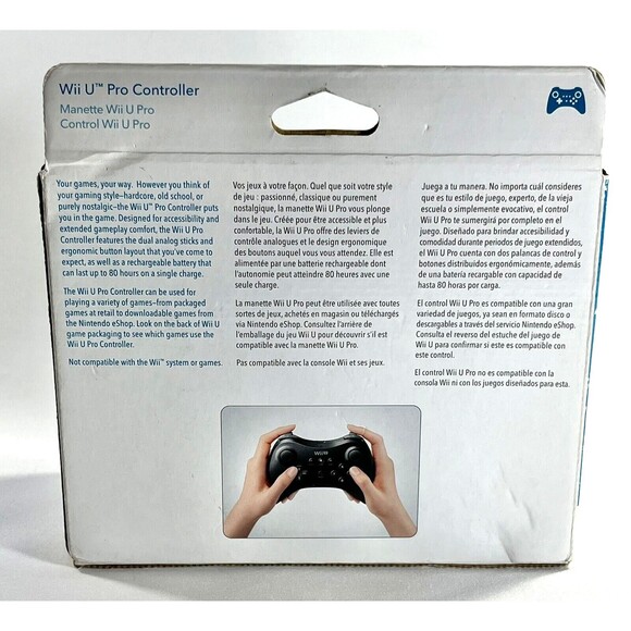 Nintendo Wii U Pro Controller OEM  Black Brand New Factory Sealed - Picture 2 of 8
